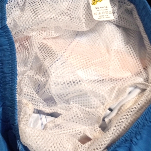 SLOOSH BOYS BLUE WHITE STRIPE MESH LINED SWIM TRUNKS SURF SHORTS SIZE 14-16 NWOT - Picture 6 of 7